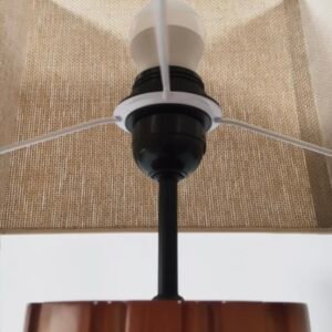 Lampe artisanale en bois et lin « Cuiaba », luminaire écoresponsable.