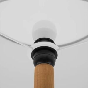 Lampe à poser en coton et bois écoresponsable – design minimaliste et fabrication artisanale.