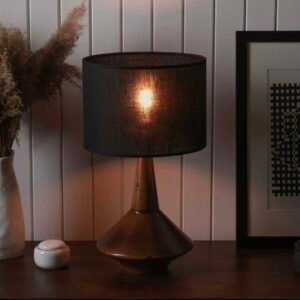 Lampe Bahia en bois et lin naturel avec design minimaliste et écoresponsable