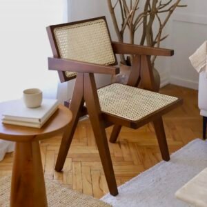 Fauteuil artisanal rétro en rotin - Maisaura