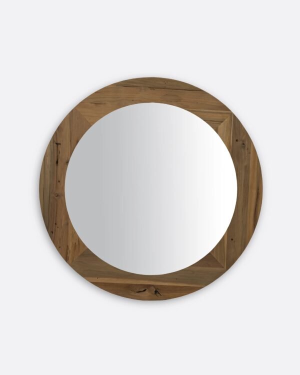 Miroir rond EROSI 130 cm en teck recyclé, design artisanal et écoresponsable