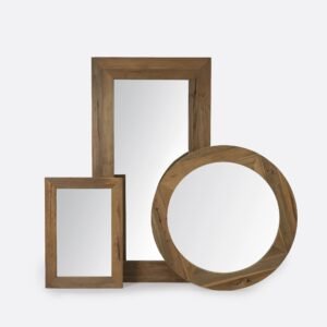 Miroir rond EROSI 130 cm en teck recyclé, design artisanal et écoresponsable